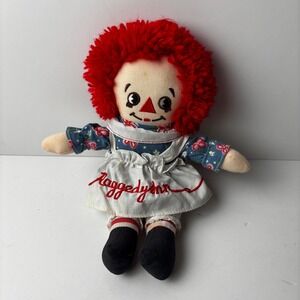 Vintage Raggedy Ann Doll 9" Embroidered 1980s Apron Applause Woodland